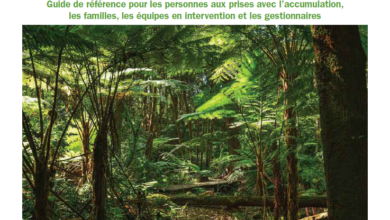 Poster promoting overcoming compulsive hoarding (TAC); green forest image with French title above and CATAC logo below, 2024 Montréal‑Québec.