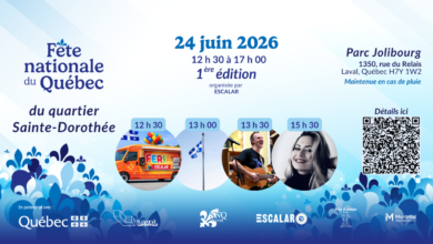 Event poster for Fête nationale du Québec in Sainte-Dorothée, June 24, 2026, 12:30–17:00, 1ère édition, Parc Jolibourg, Laval.