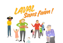 Cover of the regional plan titled 'PLAN D’ACTION RÉGIONAL 2025-2030' with the words 'LAVAL sans faim!' and diverse people standing together, depicting a community effort to end hunger.