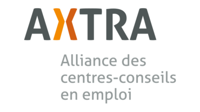 AXTRA logo with orange X and the text Alliance des centres-conseils en emploi.