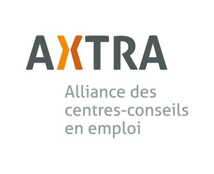 AXTRA logo with orange X and the text Alliance des centres-conseils en emploi.