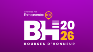 Logo for Bourses d’Honneur 2026 (BHL 2026) with a purple gradient background and the text 'Organisé par Entreprendre ICI'.